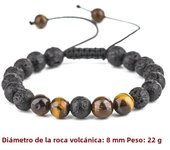 New Natural Volcanic Rock Tiger Eyes Bracelet For Men Women Handmade Braided String Braclet Adjustable Black White Healing Joias