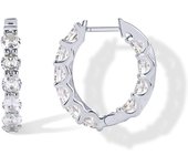 Pendientes de Aro interior Chapado en oro de 14 Quilates para mujer with zirconia cúbica | Par de pendientes de Aro novia en oro blanco