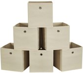 Caja de Almacenamiento Cuadrada de Tela de Lona 28x28x28 (cm) - Paquete de 6 Ojales - Cubo Plegable Abierto - Organización de Oficina en Casa y Vivero