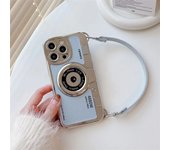 Vintage Stereo Camera Hand strap case for Iphone 15 14 12 13 11 Pro Max leather case