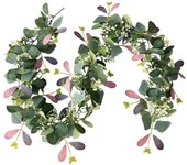 Greenery Garland Artificial Eucalyptus Garland Hanging Plants Artificial Green Leaf Vines for Table Backdrop Wall Decoration