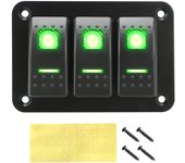 12V 24V With Stickers 3 Gang Rocker Switch Panel ON/OFF Lights Toggle Car Truck Marine Ship Circuit Breaker Overload Protection