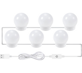 Espejo de maquillaje Hollywood con luces USB, 10 bombillas, 3 modos de iluminación, para mesa, montaje en pared (solo bombilla incluida)