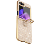 Luxury Plating Bling Glitter Ring Holder Phone Case For Samsung Galaxy Z Flip 6 5 4 Flip6 Flip5 Flip4 Flip3 Hard Plastic Cover