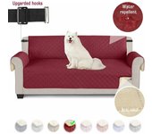 Fundas De Sofá Funda De Sofá Impermeable Para Perros Con Banda Elástica De Espuma Antideslizante Para Proteger Contra Derrames, Desgaste Y Grietas (Rojo Vino, 3 Plazas)