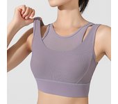 High-intensity Sports Bra One-piece Chest Pad Seamless Back Buckle Yoga Vest Shock-proof Push-up Yoga Bra for Women