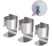 Soporte para cepillos de dientes de 3 piezas, soporte para cepillos de dientes de acero inoxidable, soporte para cepillos de dientes eléctrico montado en la pared, organizador multifuncional de pasta de dientes