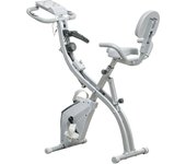 HOMCOM Bicicleta estática plegable, entrenador personal para adultos, 8 niveles de resistencia magnética, sensores de pulso en las manos, pantalla LCD multifunción, sillín ajustable, acero