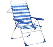 Marbueno Silla Plegable 5 Posiciones Aluminio Rayas Azul y Blanco Playa y Piscina 59X61X97 cm 10315