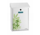 ARREGUI Premium Buzón Exterior de Acero Tamaño M (Correo DIN A4 y Revistas) | con Serigrafía Decorativa | Buzón de Pared Mediano | Antilluvia | Fácil de Instalar | Blanco