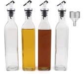 Botellas de Aceite de Oliva - 4 botellas de cristal antigoteo de 500ml para aceites de cocina y vinagreta