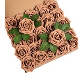 DuHouse 25Pcs Artificial Roses Flowers Fake Rose with Stems Real Touch Foam Flower Head for DIY Wedding Bridal Bouquet Baby Shower Centerpiece Floral Arrangement Party Home Decor(Navy Blue)