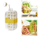 Cubiteras para congelador, 2 en 1, con tapa y recipiente, bandeja vertical con tapa para congelador, fácil de liberar (verde, 800 ml + 18 rejillas)
