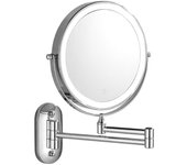 Espejo de maquillaje de pared, espejo de aumento iluminado de pared, espejo de pared de doble cara 1X/10X, espejo cosmético de extensión giratoria de 360°, batería de litio incorporada