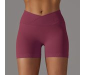 Crossover Waist Women Sport Shorts Yoga Shorts Gym Workout Running High Waist Yoga Shorts Push Up Hip Seamless Fitness Shorts