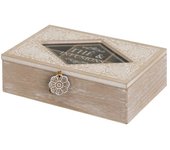 Dcasa Caja de té de madera natural beige nordica para cocina provenzal