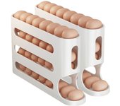 4 Layers Automatic Rolling Egg Holder Rack Fridge Egg Storage Box Container Kitchen Refrigerator Egg Dispenser Kitchen Organizer