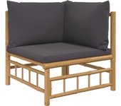 vidaXL Set de muebles de jardín 2 piezas bambú con cojines gris oscuro