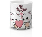 Taza cerámica Regalo Original Amor y Amistad. Resistente 100% al microondas y lavavajillas. Taza con Frase Te quiero (pareja de ositos)