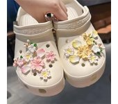 Pink Sakura Flower Shoe Charms Set Cherry Blossom Shoe Decoration For Clogs,Diy Shoe Accessories For Holiday Gift, Party Favors