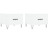 vidaXL Mesa de centro 2 uds madera ingeniería 50x50x40cm Blanco, Negro, Blanco brillante Mesita de Salón o Comedor o Auxiliar Mesa de Café Meuble Salón