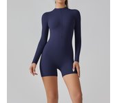 Zipper Tracksuit Set Women Yoga Jumpsuit Stand Collar Half Long Sleeved High Waist Butt Lift Fitness Sports Bodysuit Leggings