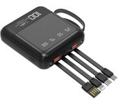 Cargador Portátil para Teléfono Celular de 10000mAh con Cables Integrados y Linterna, Batería Externa, Compatible con iPhone, Samsung, Google, LG, iPads y Más