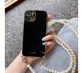 Plating Pearl Crossbody Strap Chain Lanyard Phone Case For Samsung Galaxy S23 S22 S21 Ultra S20 FE S10 Note 20 10 Plus Cover