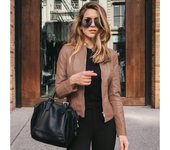 New Vintage Women PU Leather Bomber Jacket Fashion Casual Autumn Winter Zipper Windbreaker Streetwear Female Blazer Y2K Clothes