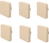 6 Un. TIRADOR Pomo Mueble BEBÉ cuadrado madera lacada beige claro arena 70X70MM