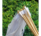 White Ribbon Wands Fairy Sticks Wedding Twirling Lace Streamers With Golden Silver Bell Party Cheering Prop Favor for wedding