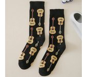 1 Pair Men Guitar Printed Mid Tube Socks Fashionable Versatile Cartoon Round Neck Soft Comfortable Breathable Casual Socks
