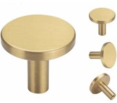 Juego de 4 ganchos de pared de latón cepillado, 32 mm x 35 mm, ganchos dorados para toallas para baño, ganchos para abrigos, perchas para toallas (redondos),