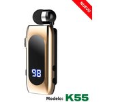 K55 Lavalier Business Bluetooth 5.2 Headphone Talk/Music Time 20 Hours,LED Digital Display,Noice Cancelling Wireless Earphones