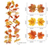 200cm Artificial Red Maple Leaf Vine Garland Outdoor Hanging Vine Leaf Arch Garden Thanksgiving Halloween Autumn Decoration