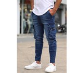 Pantalones Vaquero Slim Hombre Diseño Desgastado - Moda Streetwear con Múltiples Bolsillos y Cintura Elástica para Verano