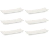 QUID SELECT Set 6 Mini Rectangular 20,5x7,5cm Blanco Brillo Acabado Excepcional y Blancura Excepcional - Borde Fino - Apto Microondas - PORCELANA