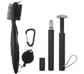 Cepillo de golf para palos de golf, retráctil limpiador de palos de golf con mosquetón y 6 cuchillas de afilador de ranura para U & V Grooves
