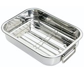 Sartén de acero inoxidable KitchenCraft con rejilla extraíble y asas, apta para lavavajillas, 1 litro de capacidad, 27 x 20 x 5,5 cm, 1 unidad