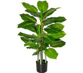 HOMCOM Planta Artificial de 95 cm con 33 Hojas Realistas en Maceta de Cemento Planta Imitación Hoja Perenne Interior y Exterior para Decoración Salón Oficina Verde