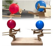 2 jugadores de Globe de Bambú hombre Batalla-marionetas de Esgrima de Madera hechos a Mano para emotionantes Batallas de 2 jugadores-Juego de fiesta de lucha de Globo lleno