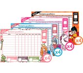 TABLAS DE RECOMPENSAS PARA NIÑOS STARPLAST - Incluye 16 láminas de pegatinas, 4 diseños de niño y niña, premios, regalos, metas, logros, actividades, tareas de hogar, aprendizaje, conductas positivas, ayudar en casa, rutinas diarias, responsabilidad