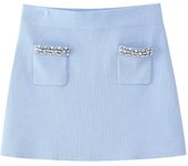 2024 ZAR4 Summer New Women's Fashion and Elegance Jewelry Decoration Flat Needle Coat Mini Skirt Set