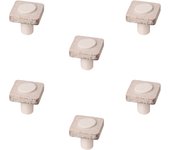 6 Un. Pomo TIRADOR Mueble BEBÉ cuadrado madera arena SHABBY CHIC 35x35MM para cajón cómoda y armario