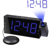 Reloj despertador con proyección, digital, con vibración y pantalla LED de 7"