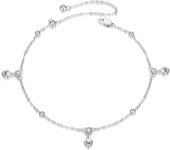WOSTU 925 Sterling Silver Heart Beads Anklet Flat Snake Foot Chain Jewelry for Women Summer Beach Stacking Jewelry Holiday Gift