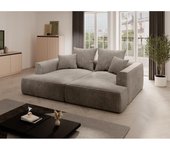 Vente-unique - Sofá de 3 plazas con asiento profundo en pana color topo PINETA