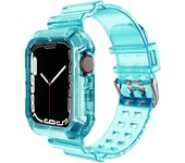 Case+Strap for Apple Watch Band 44mm 40mm 45mm 41mm 42mm 38mm Accessories Transparent Silicone Bracelet iWatch series 8 3 6 se 7