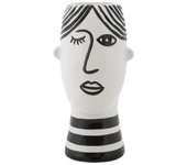 Jarrón Decorativo Cara 31, Porcelana, Blanco, 13,2x11,8x26,3 cm