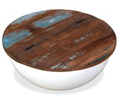 vidaXL Mesa de centro forma de bol madera maciza reciclada Blanco, Negro, Mesita de Salón o Comedor o Auxiliar Mesa de Café Meuble Salón